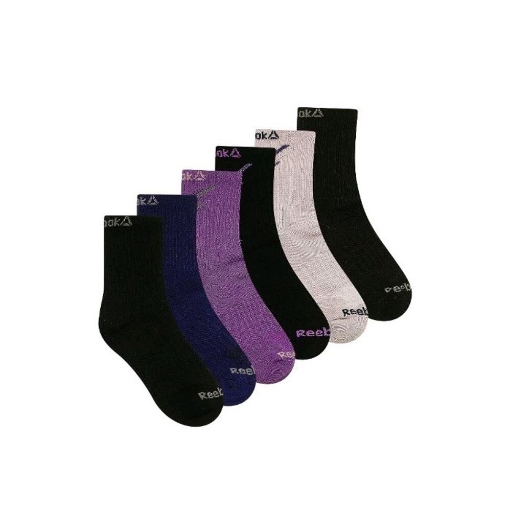 Reebok Tech Comfort Target Cushion Mid Crew Women's Socks Size 4-9 6 Pair Assort - Picture 2 of 5